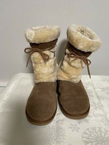 Natural Reflections Bernie Shearling Boots Tan Women's Sz 9 Warm Comfy